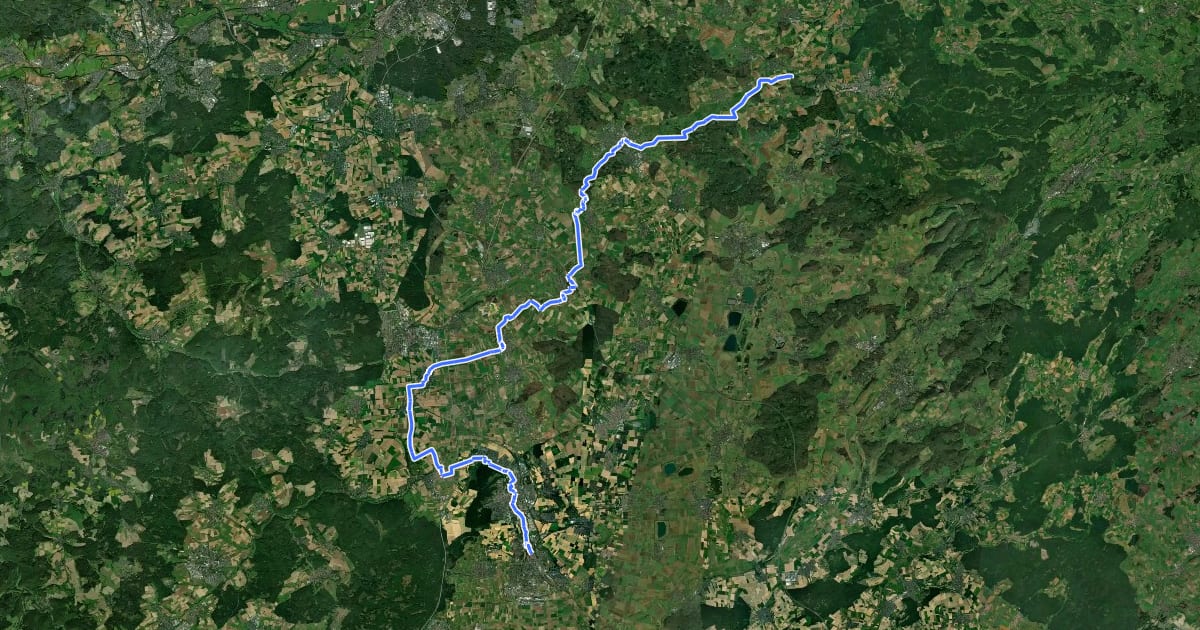 Маршрут Lutherweg 1521 (Teilstück Münster-Friedberg) Variante West на спутниковом снимке