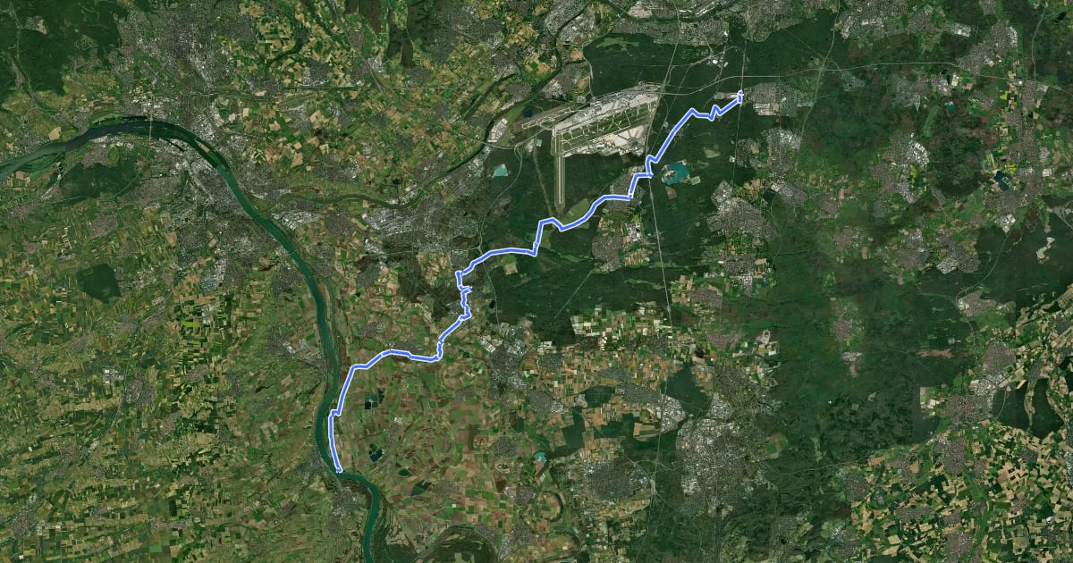 Маршрут Lutherweg 1521 (Teilstück Neu Isenburg - Nierstein) на спутниковом снимке