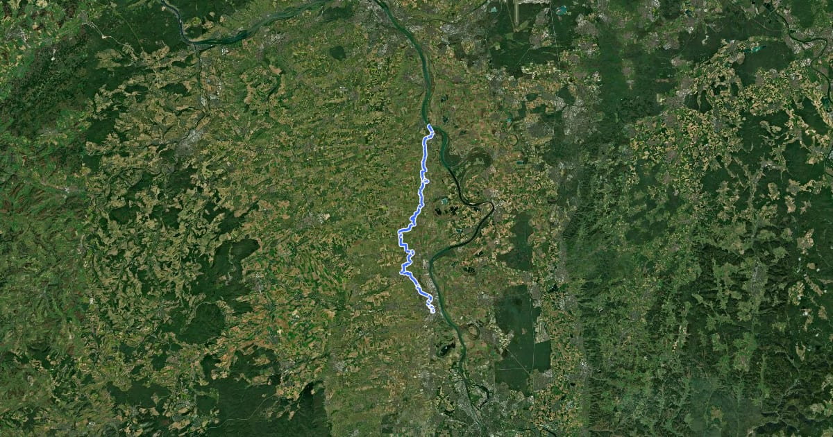 Маршрут Lutherweg 1521 (Teilstück Nierstein-Worms) на спутниковом снимке