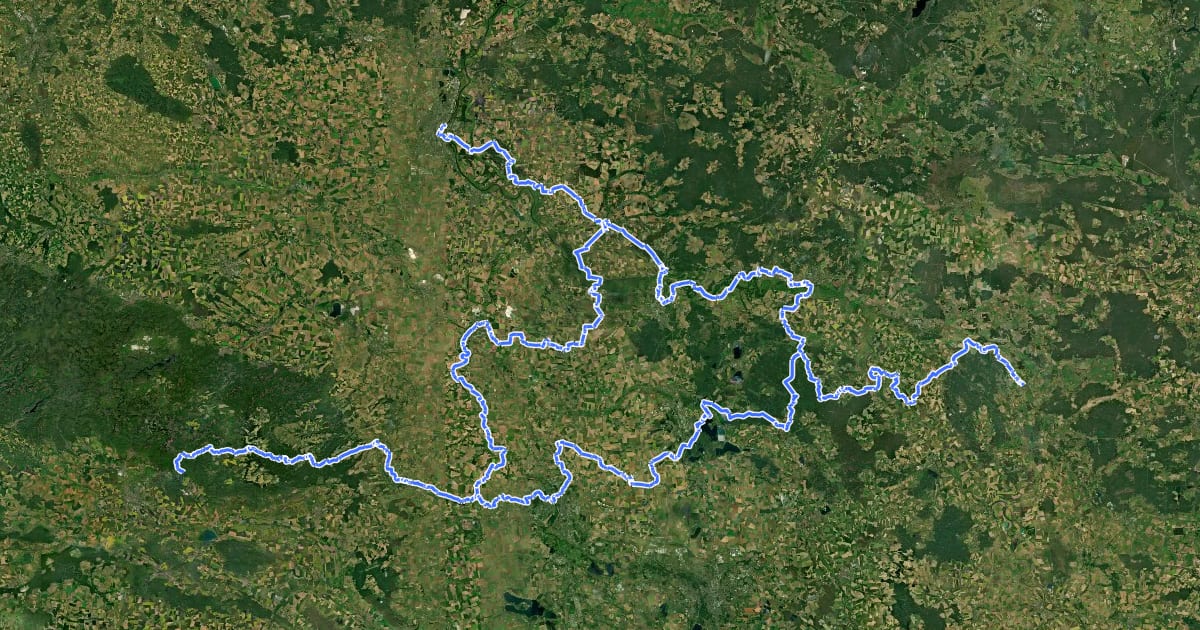 Маршрут Lutherweg Sachsen-Anhalt на спутниковом снимке