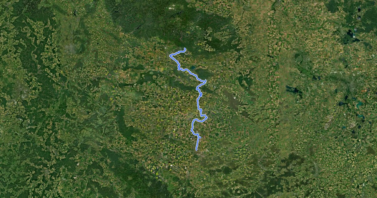 Маршрут Lutherweg Thüringen - Nordroute на спутниковом снимке