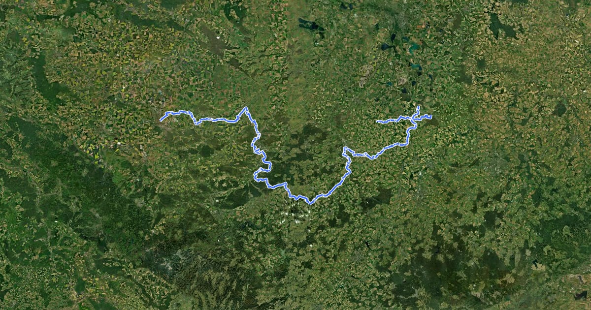 Маршрут Lutherweg Thüringen - Ostroute на спутниковом снимке