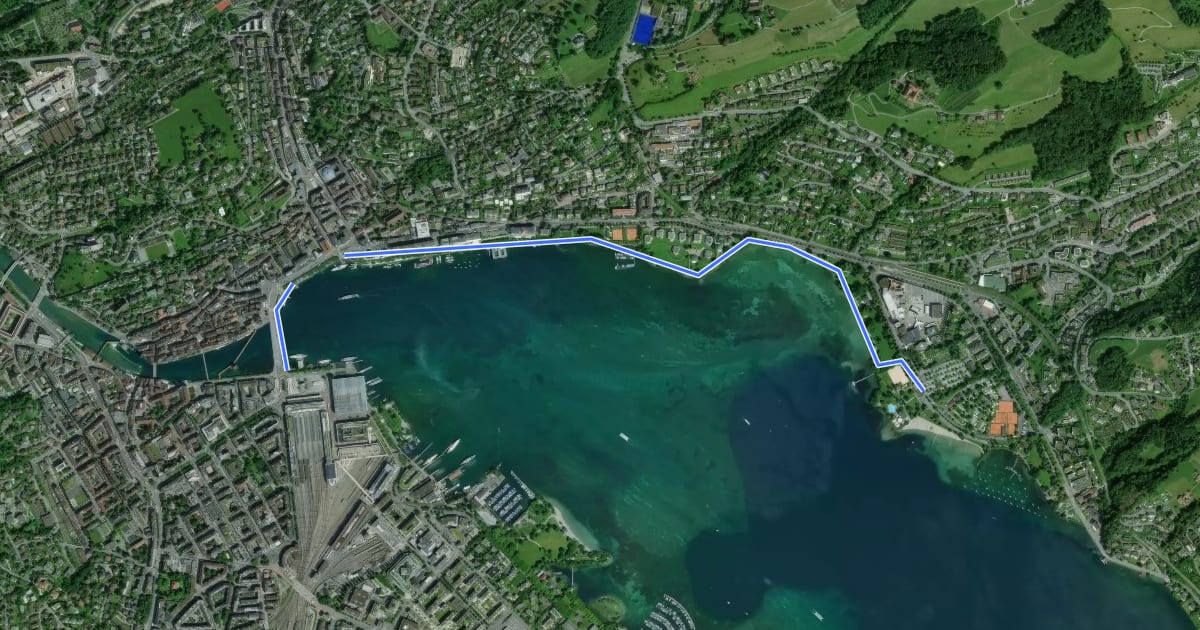 Маршрут Luzern - Lido на спутниковом снимке