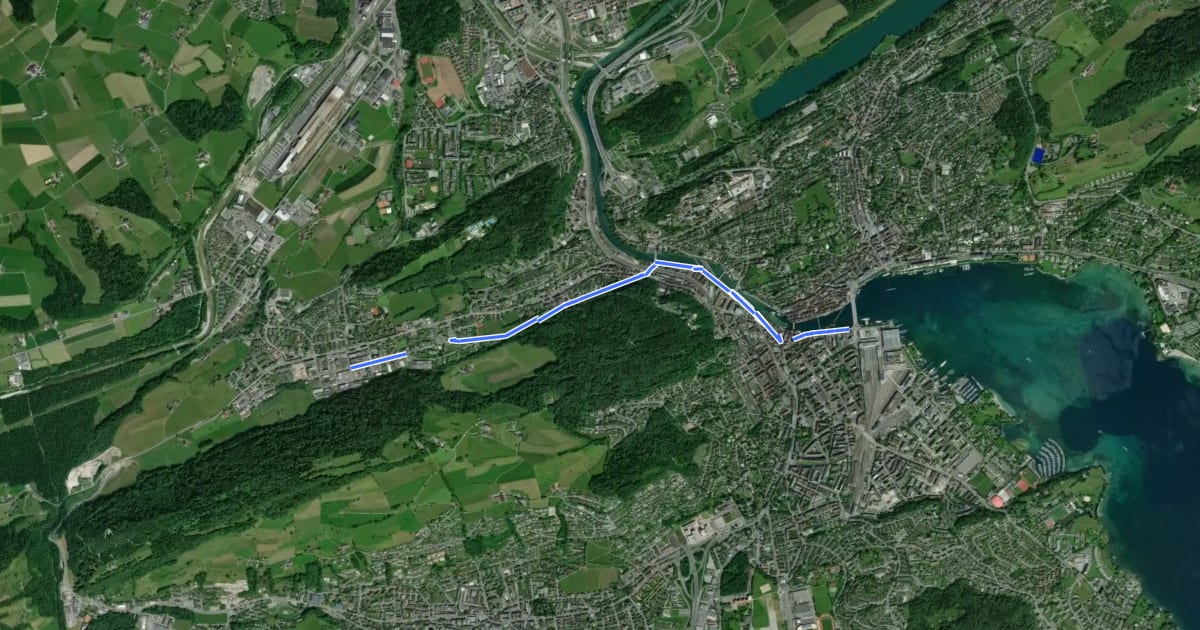 Маршрут Luzern - Littau на спутниковом снимке