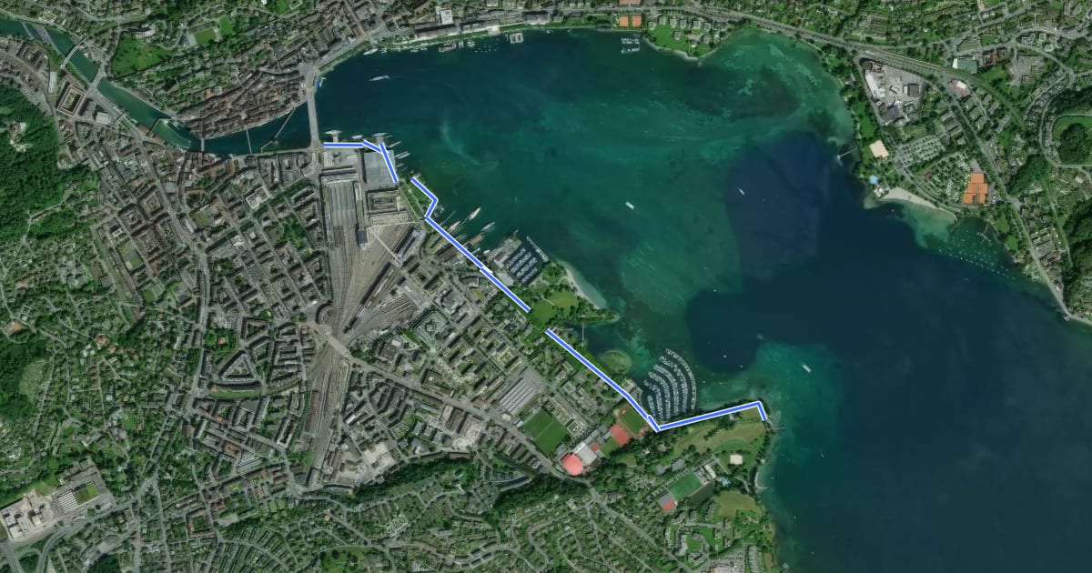 Маршрут Luzern - Tribschen на спутниковом снимке