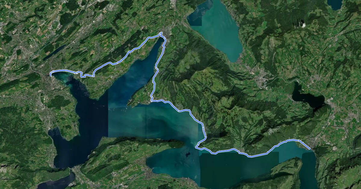 Маршрут Luzerner Hinterland-Rigi на спутниковом снимке