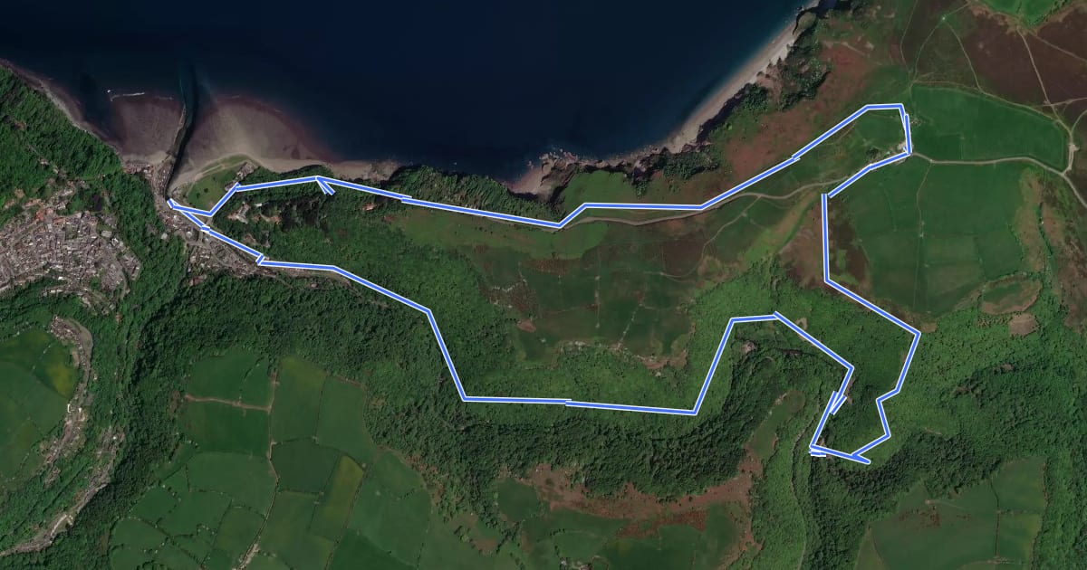 Маршрут Lynmouth Circular via Watersmeet & Countisbury на спутниковом снимке