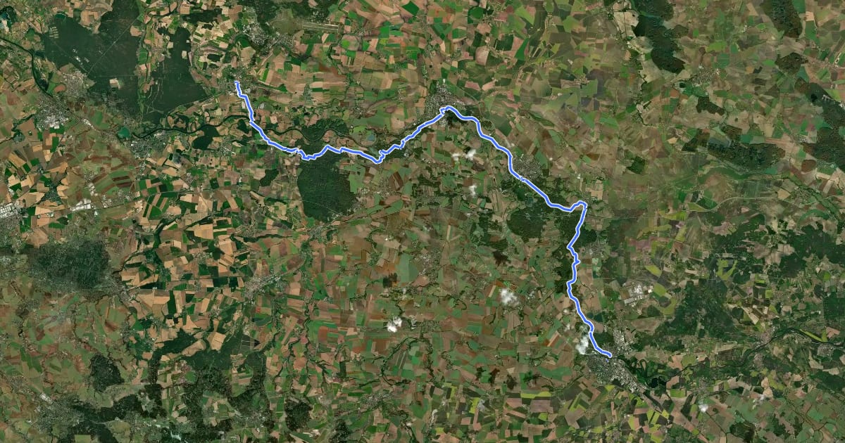 Маршрут [Č] Lysá nad Labem - Kolín на спутниковом снимке