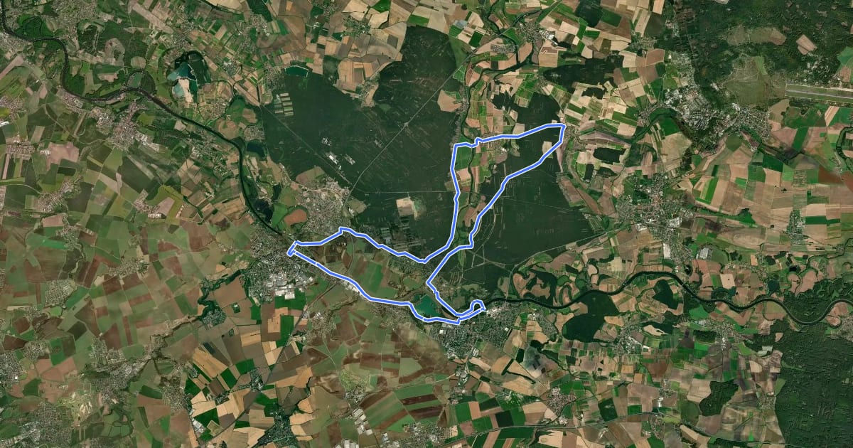 Маршрут [M] Brandýs nad Labem - Stará Lysá - Brandýs nad Labem на спутниковом снимке