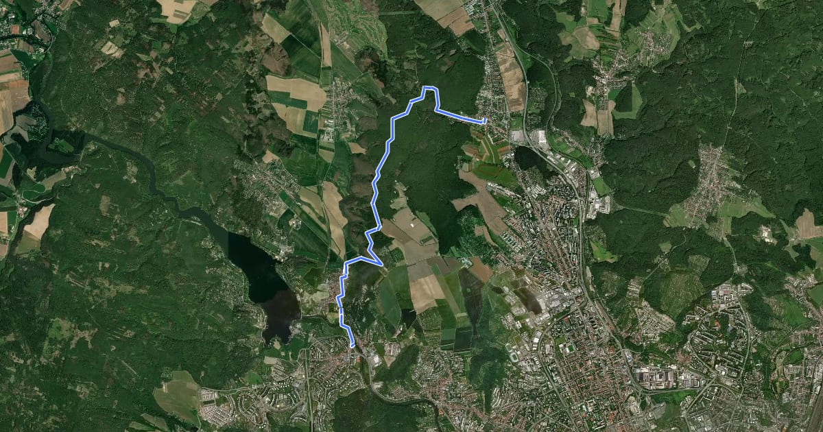 Маршрут [M] Brno-Bystrc ZOO (MHD) - Ivanovice на спутниковом снимке