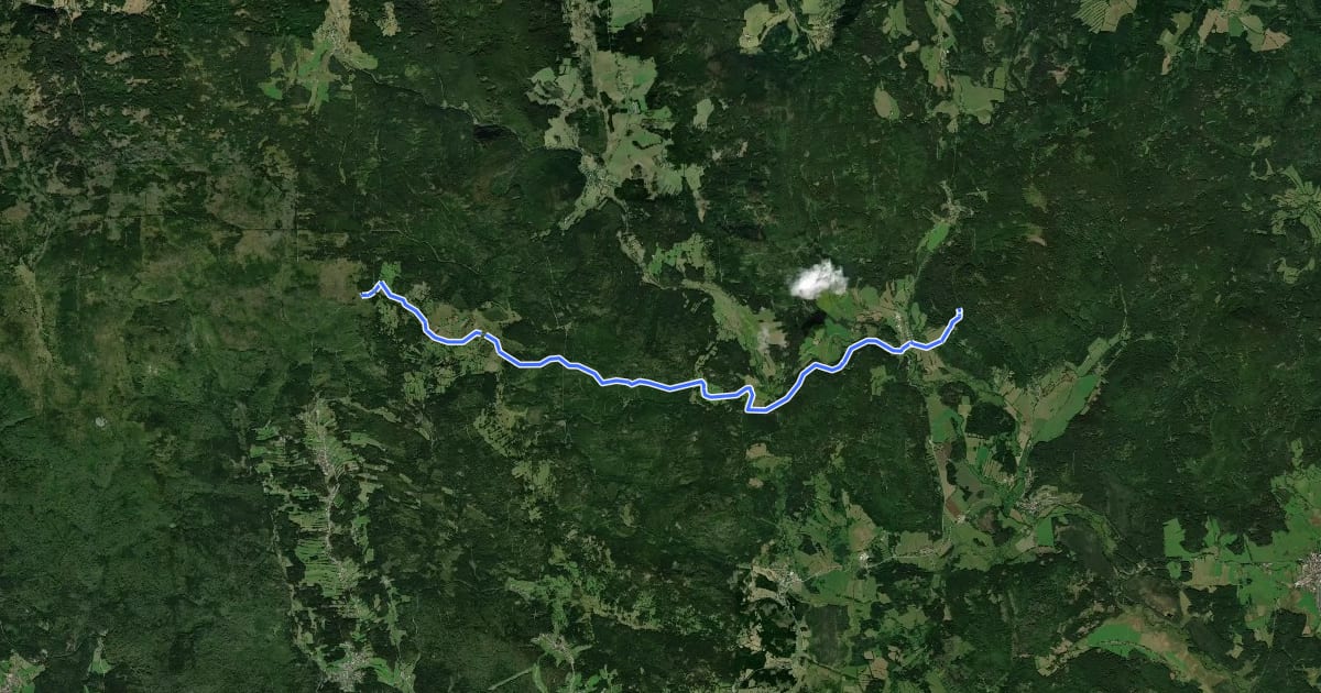 Маршрут [M] Bučina - Horní Vltavice на спутниковом снимке