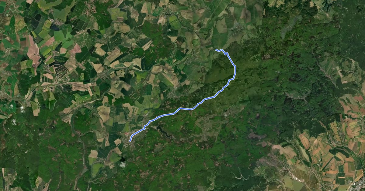 Маршрут [M] Cetechovice - Koryčany на спутниковом снимке