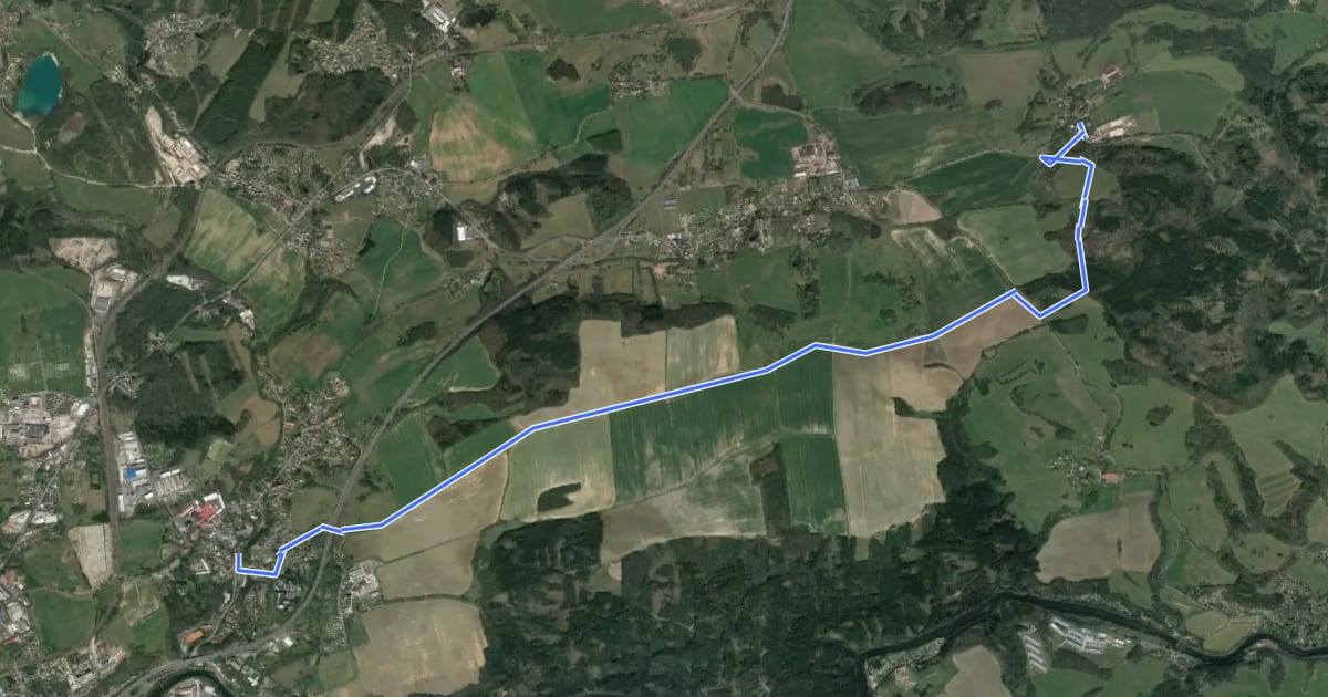Маршрут [M] Dalovice - Stráň на спутниковом снимке