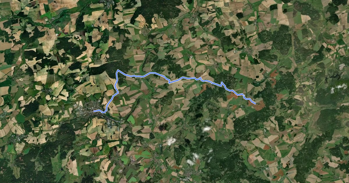 Маршрут [M] dvůr Košenice - Milavče - Domažlice на спутниковом снимке