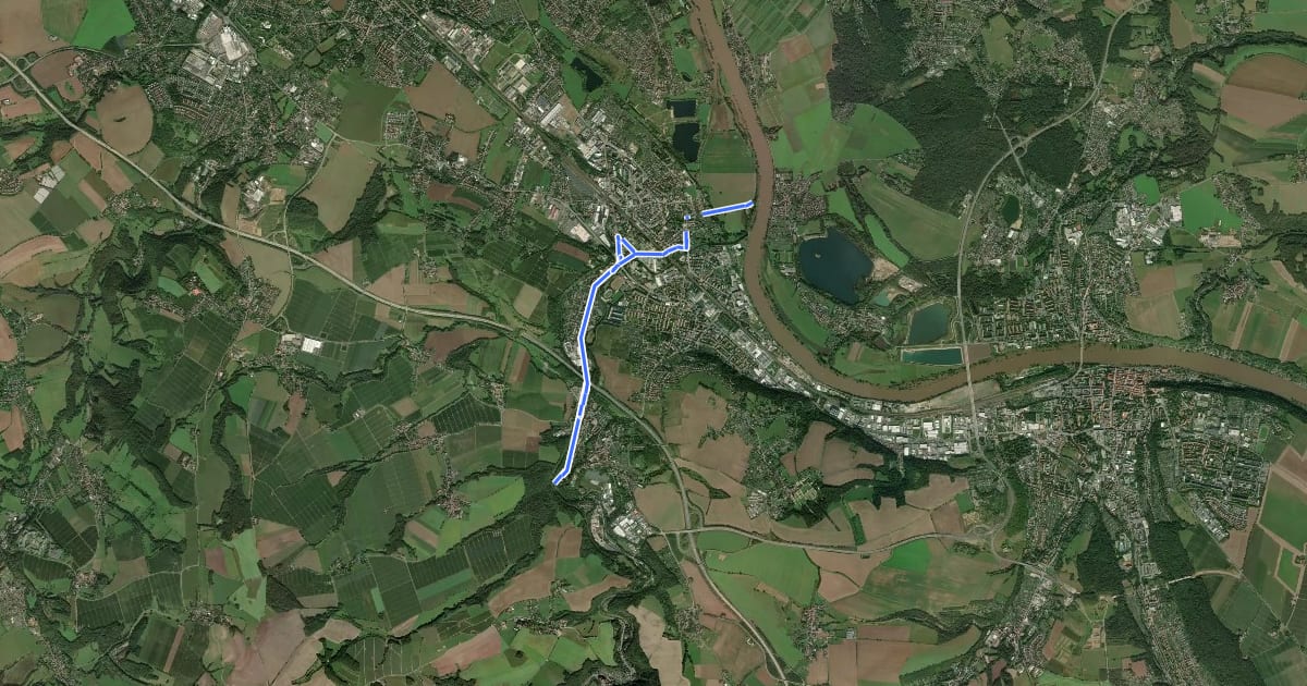 Маршрут Müglitztalradweg на спутниковом снимке