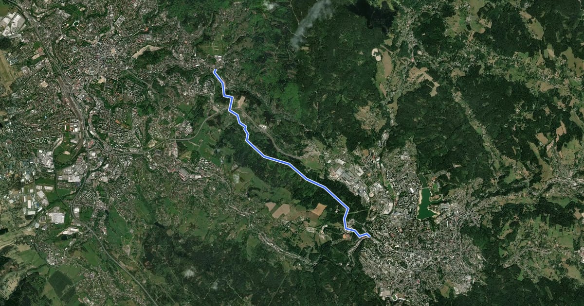 Маршрут [M] Harcov - Jablonec nad Nisou на спутниковом снимке