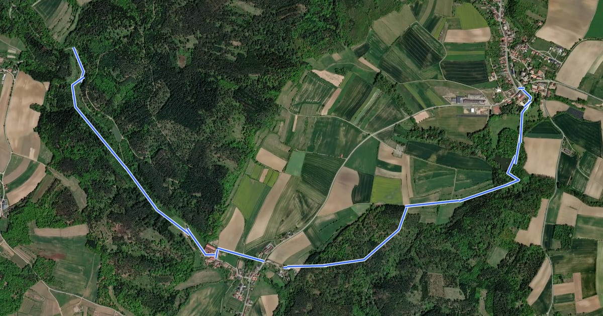 Маршрут Mühlbach am Manhartsberg - Diendorf am Walde на спутниковом снимке