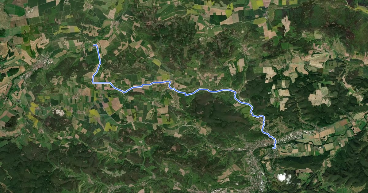 Маршрут Mühlenradweg Saale-Ilm на спутниковом снимке