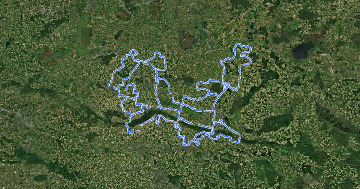 Маршрут Mühlenroute на спутниковом снимке