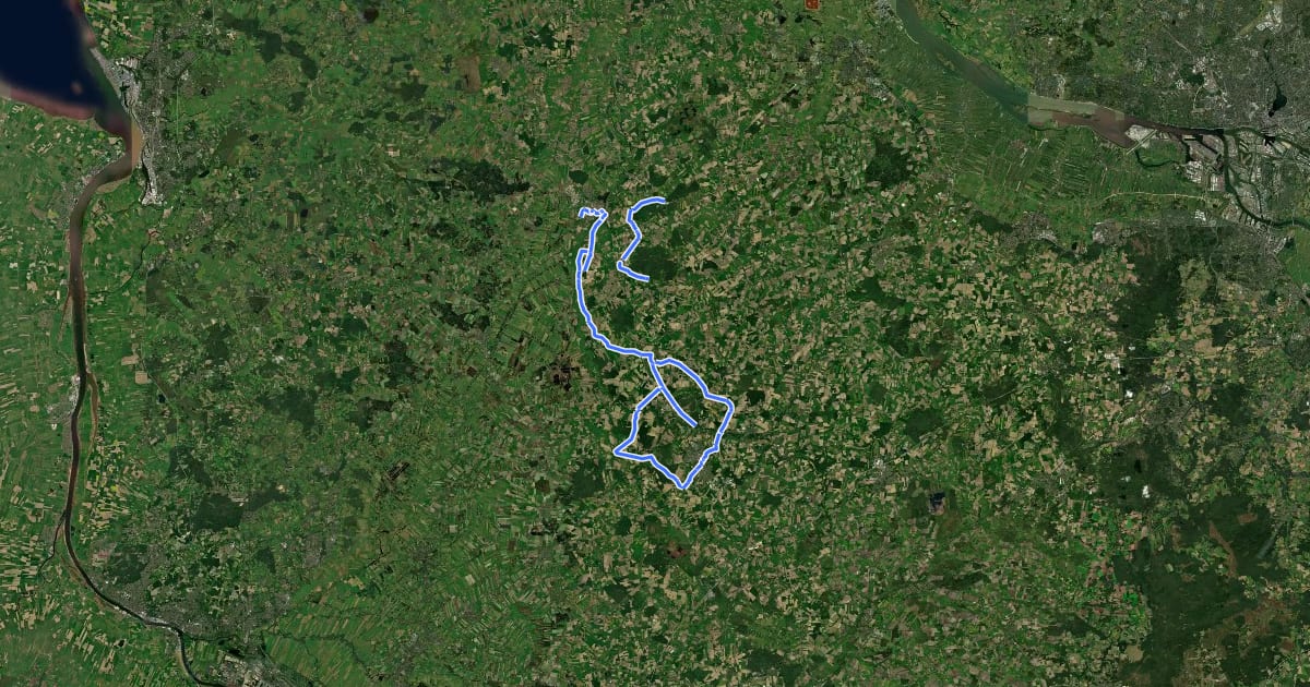 Маршрут Mühlenroute Landkreis Rotenburg/Wümme на спутниковом снимке