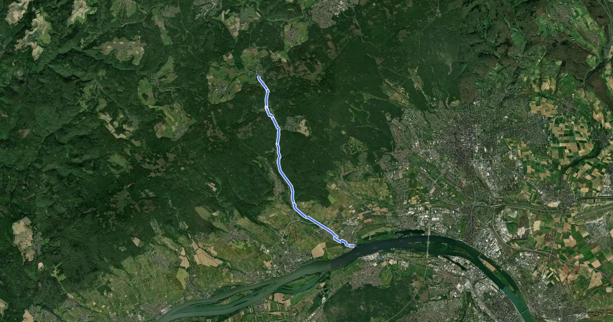 Маршрут Mühlenwanderweg на спутниковом снимке