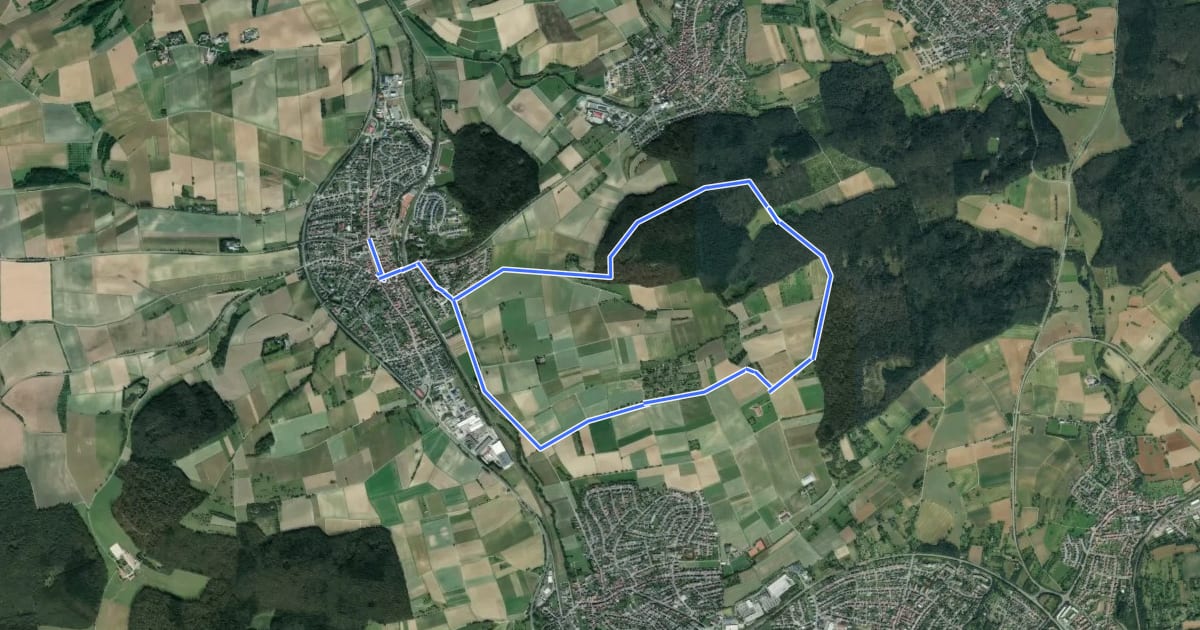 Маршрут Mühlenweg на спутниковом снимке