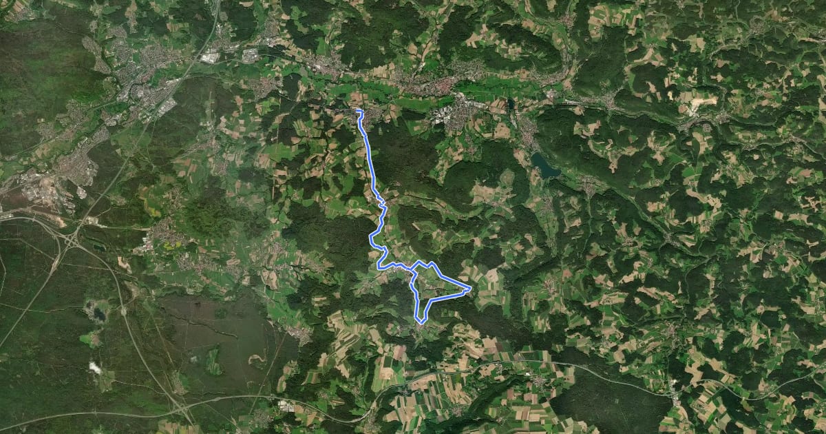 Маршрут Mühlenweg Hammerbachtal на спутниковом снимке