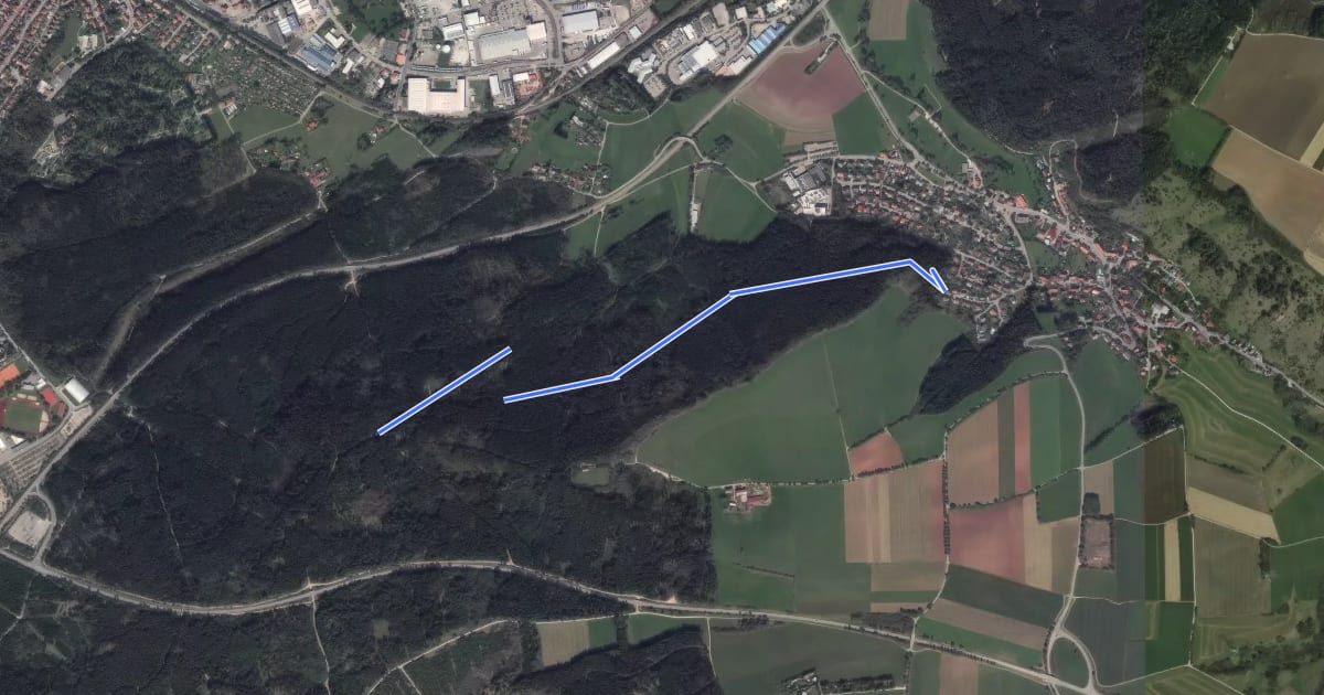 Маршрут Mühlhausen Ortholzweg - Am Türnleberg на спутниковом снимке