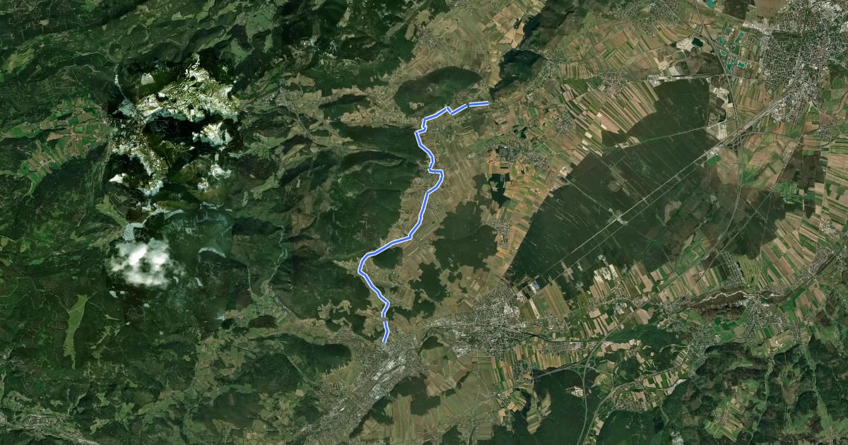 Маршрут Mühlradl Radweg на спутниковом снимке