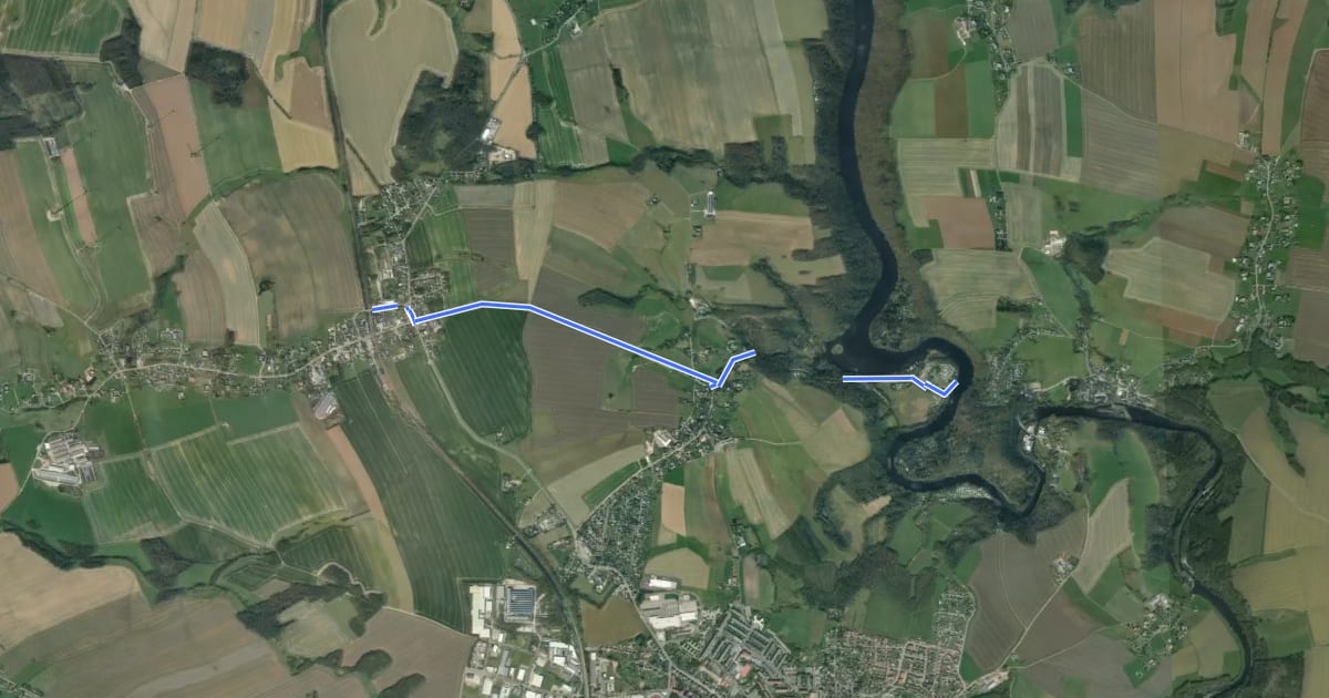 Маршрут Mühlweg Erlau – Lauenhain на спутниковом снимке