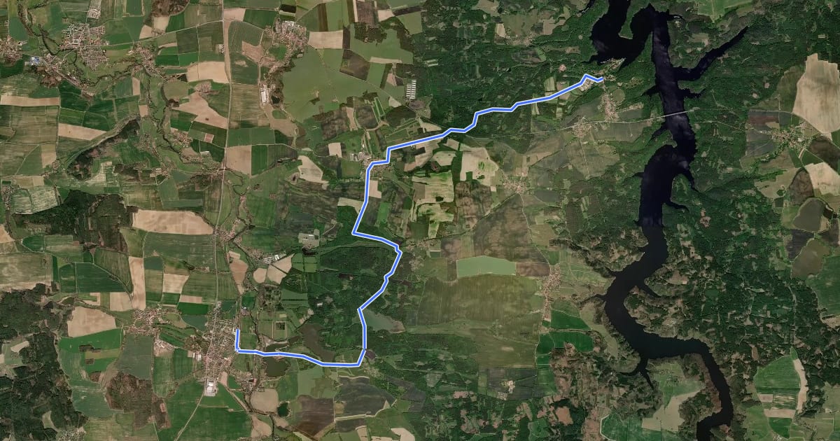 Маршрут [M] Čimelice - Orlík nad Vltavou на спутниковом снимке