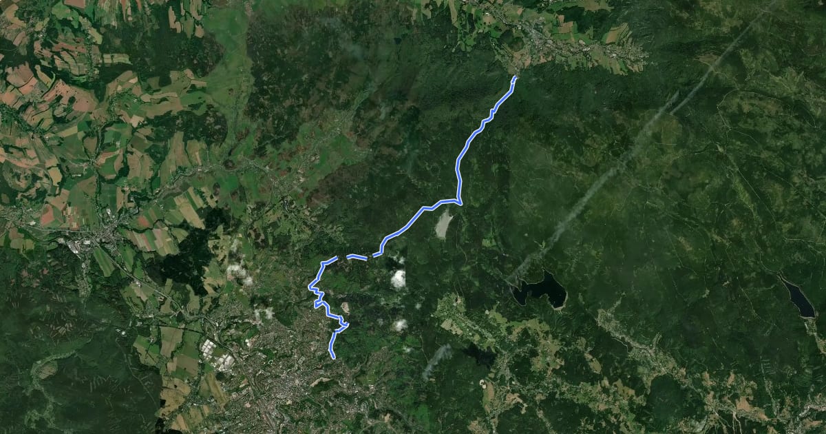 Маршрут [M] Jablonec nad Nisou - Ferdinandov на спутниковом снимке