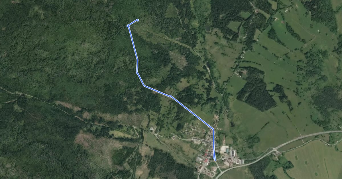 Маршрут [M] Kunžvart - Strážný (bus) на спутниковом снимке