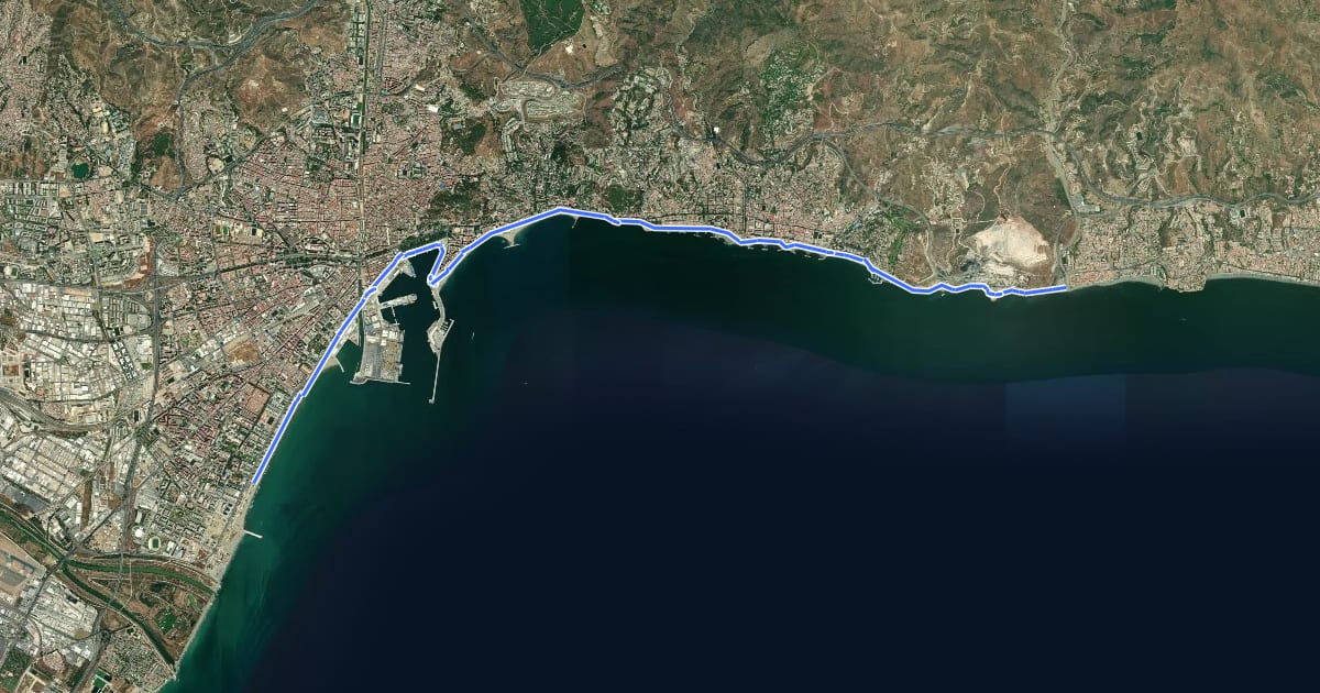 Маршрут Málaga - Rincón de la Victoria на спутниковом снимке