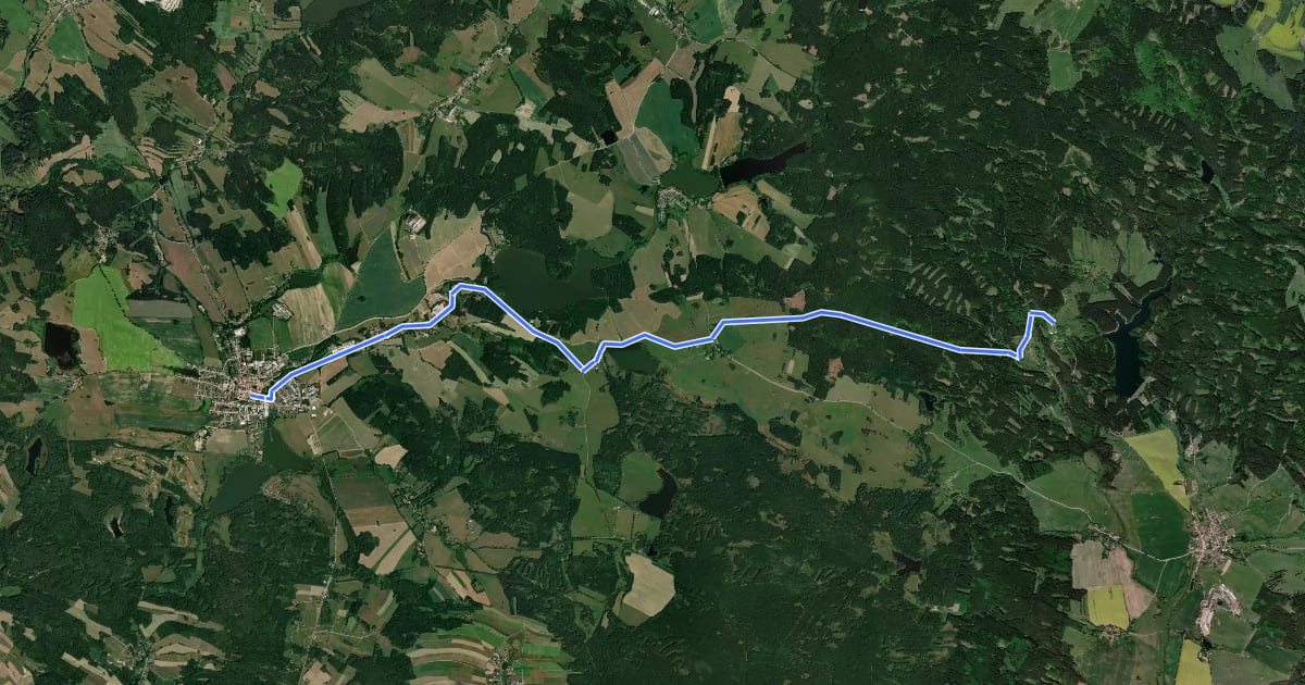 Маршрут [M] Landštejn - Nová Bystřice на спутниковом снимке