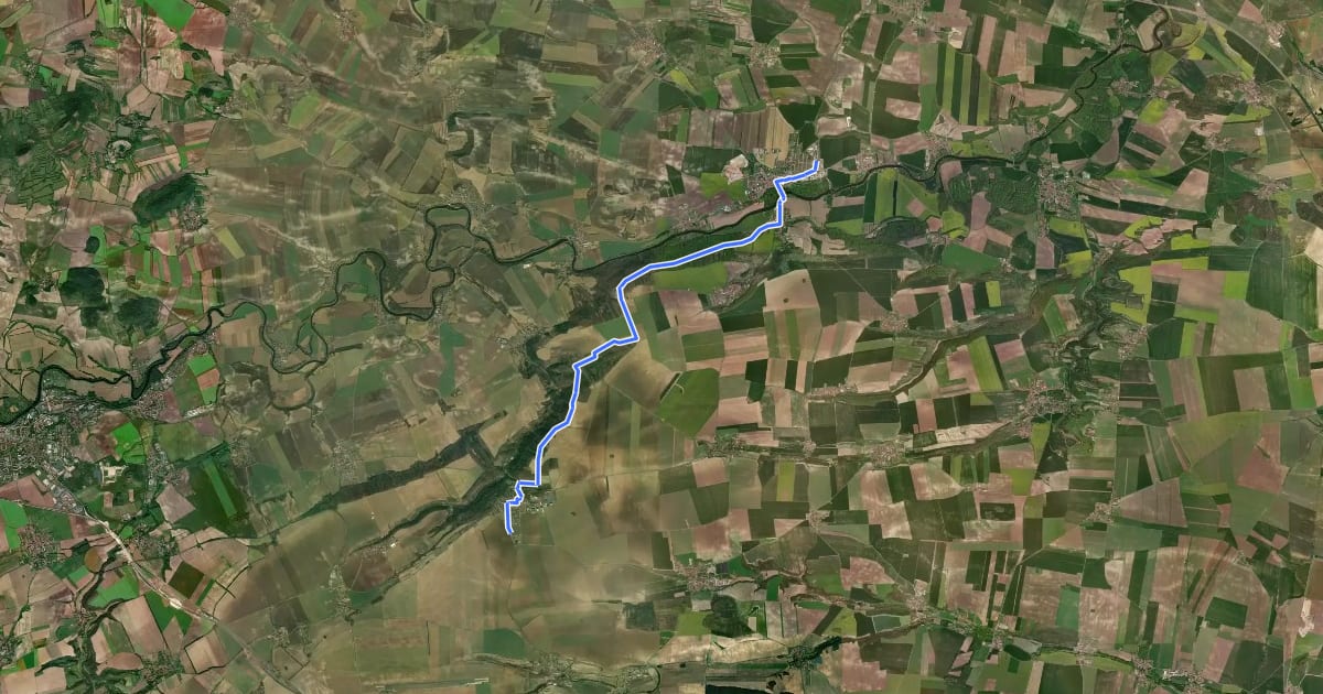 Маршрут [M] Libochovice - Peruc на спутниковом снимке