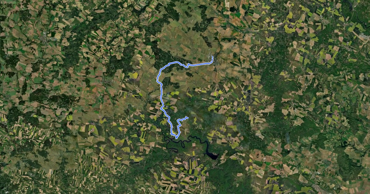 Маршрут [M] Moravské Budějovice - Dešov - Bítov - Zálesí на спутниковом снимке