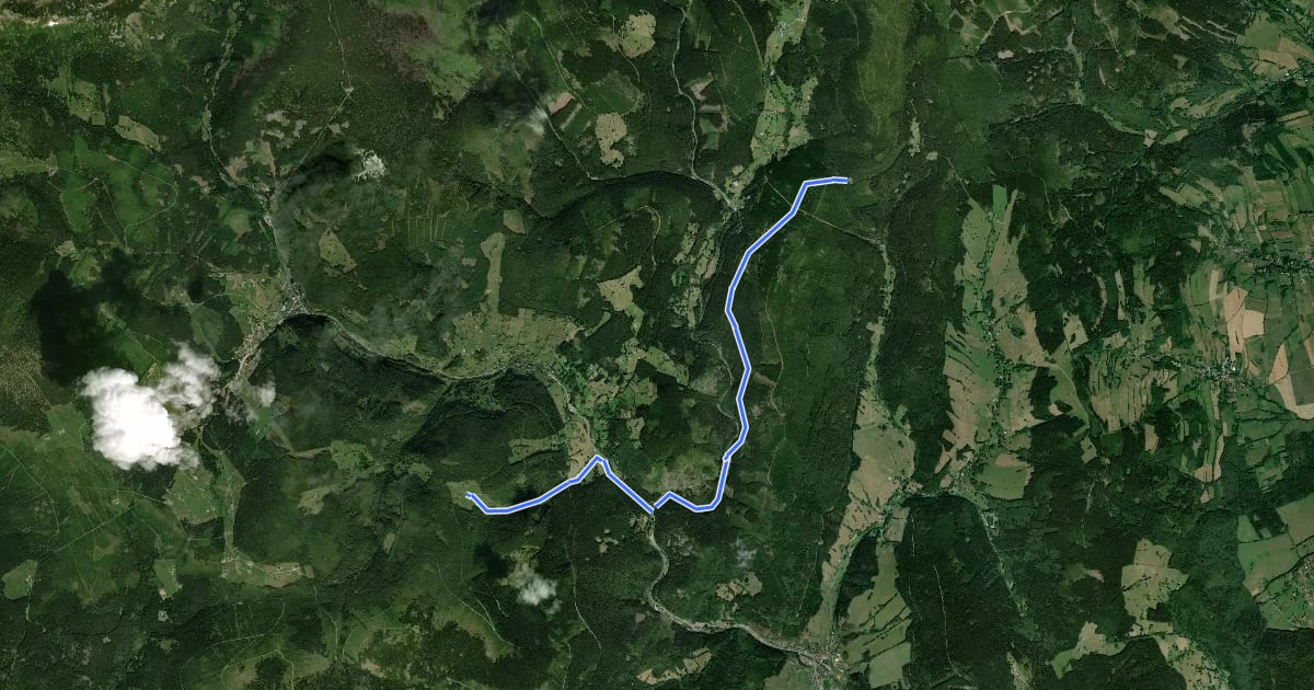 Маршрут [M] Nad Vlašskými boudami - Cestník на спутниковом снимке