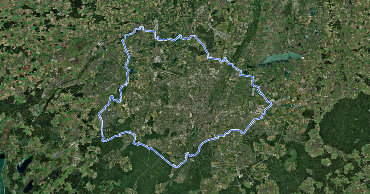 Маршрут Münchner JakobsKirchenWeg - Radroute на спутниковом снимке