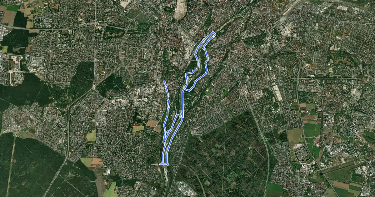 Маршрут Münchner Umweltwanderweg - Südliche Isarauen на спутниковом снимке