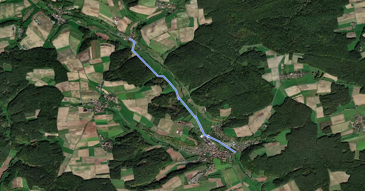 Маршрут Münchsteinach - Mittelsteinach на спутниковом снимке