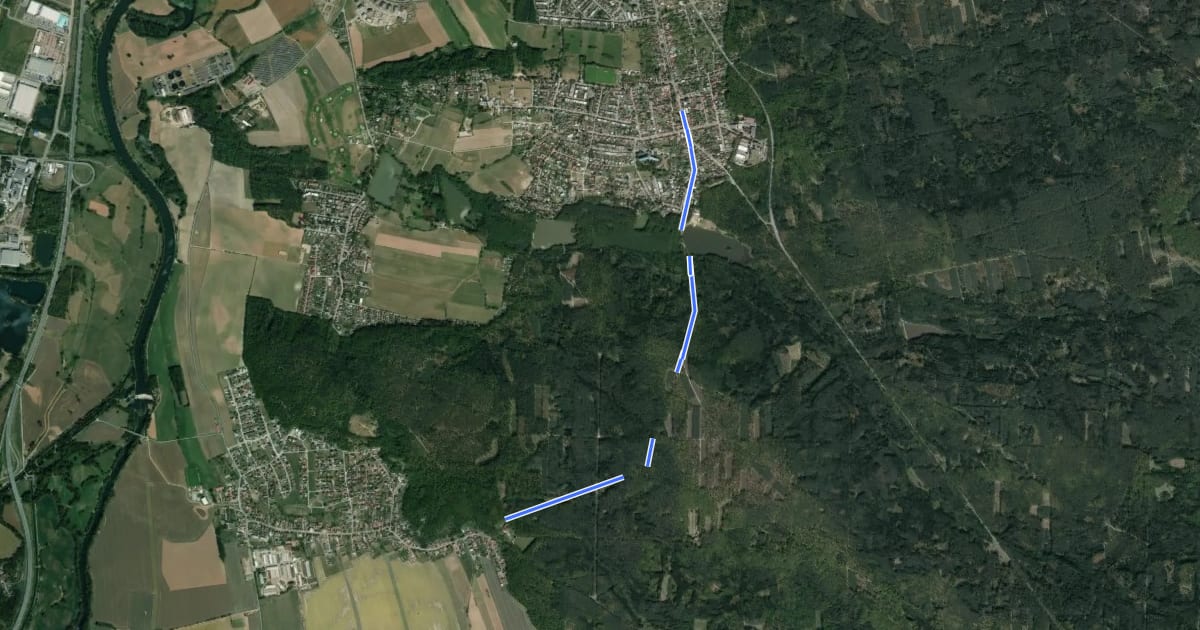 Маршрут [M] Nový Hradec Králové - Vysoká nad Labem на спутниковом снимке