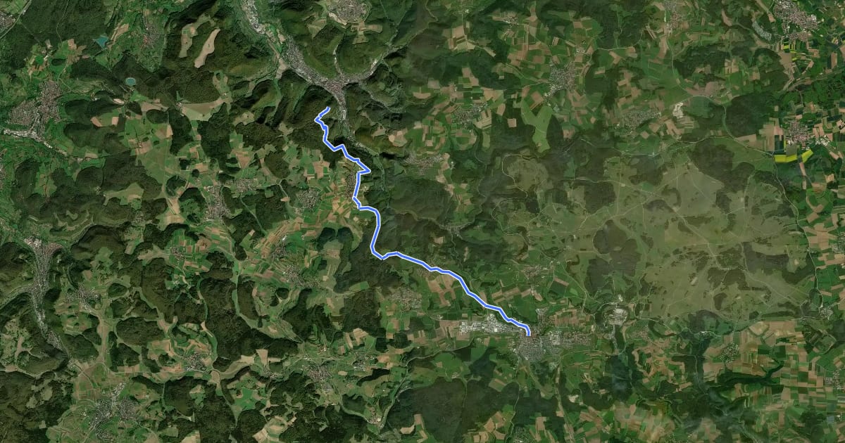 Маршрут Münsingen - Bad Urach на спутниковом снимке