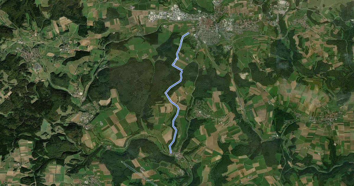 Маршрут Münsingen - Buttenhausen на спутниковом снимке