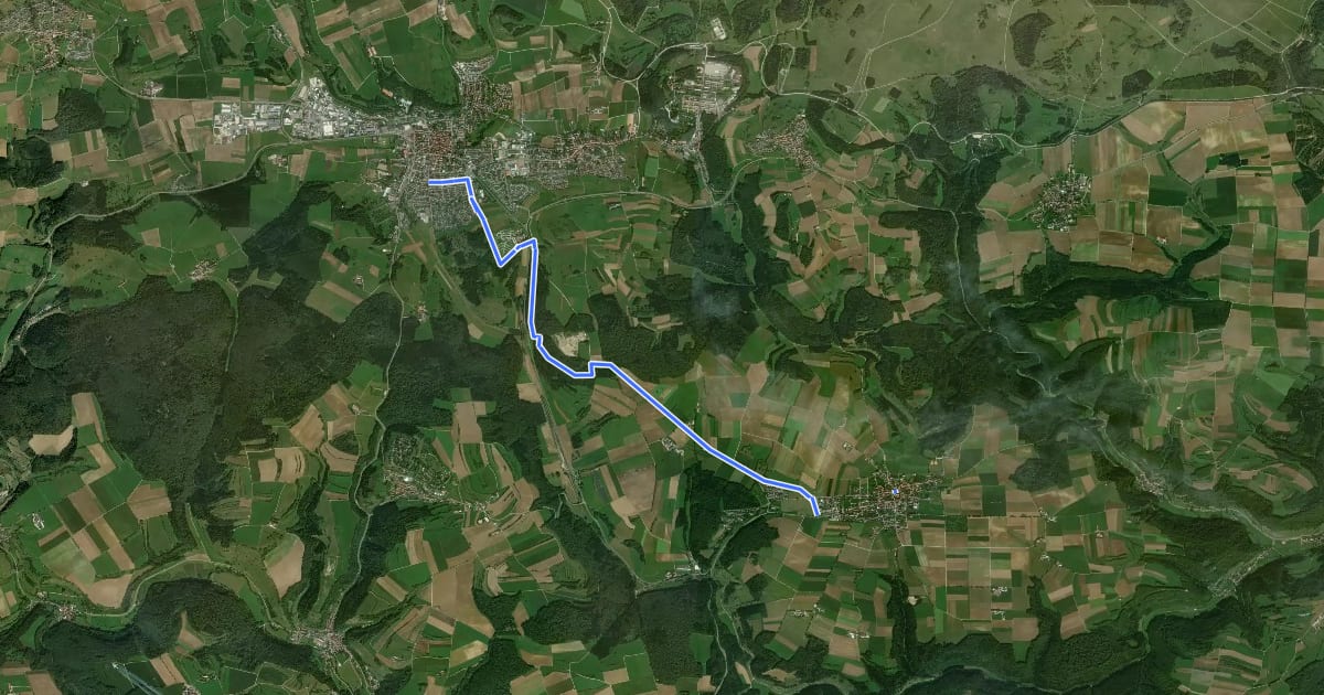 Маршрут Münsingen - Mehrstetten на спутниковом снимке