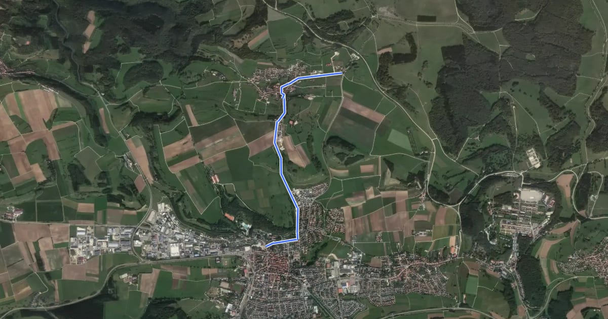 Маршрут Münsingen - Trailfingen на спутниковом снимке