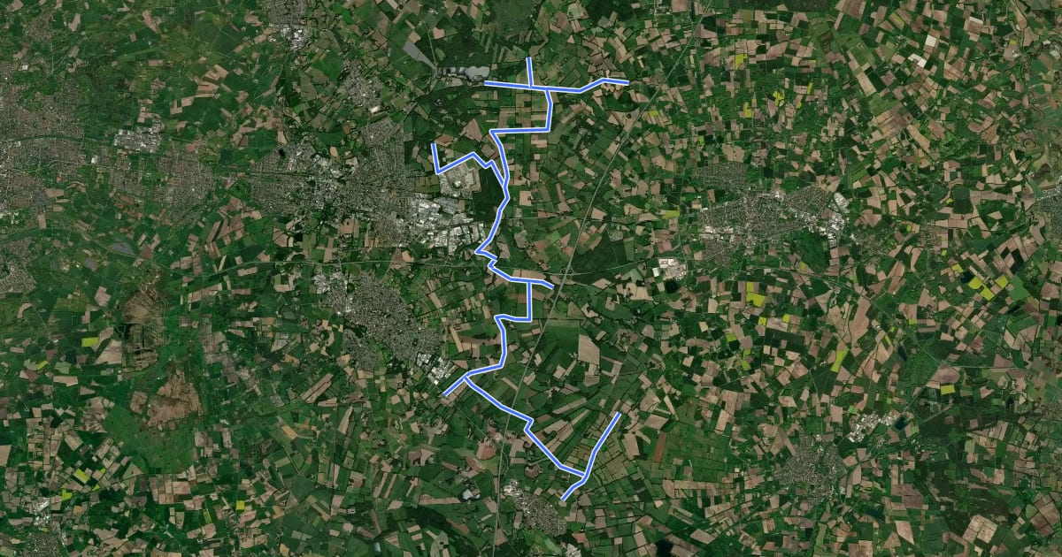 Маршрут Münsterland Reitroute на спутниковом снимке