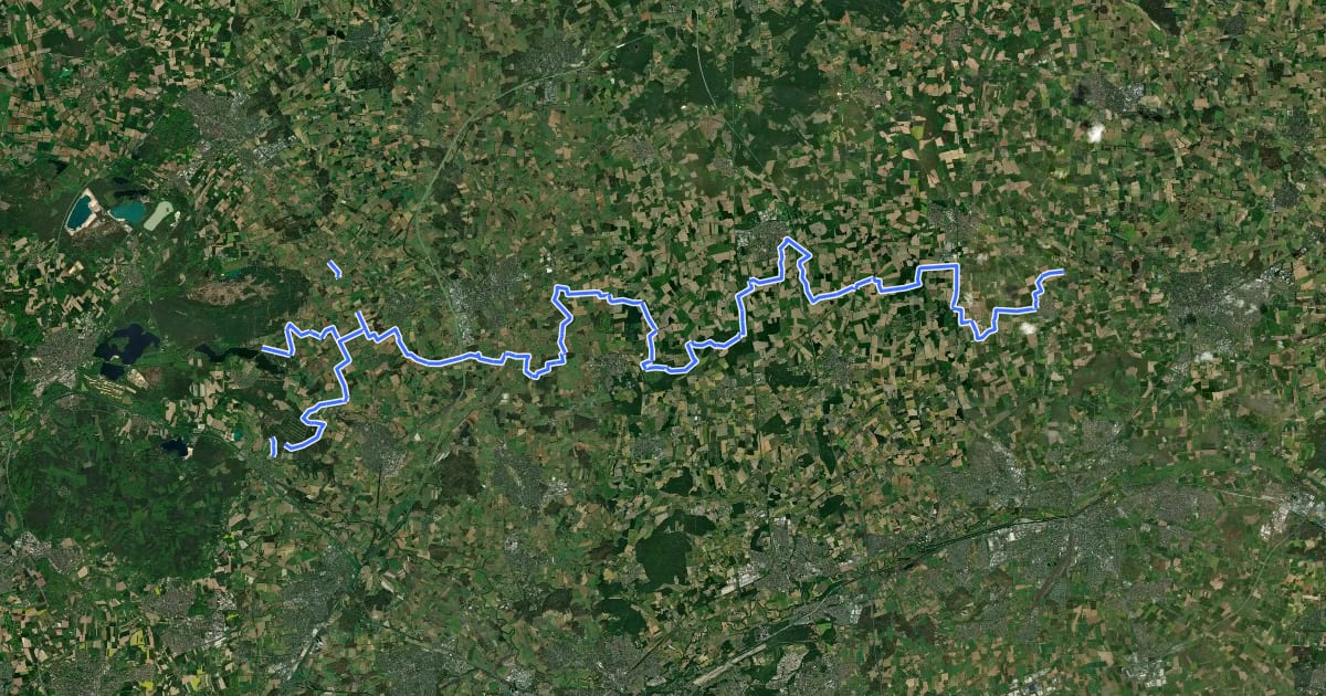 Маршрут Münsterland Reitroute на спутниковом снимке