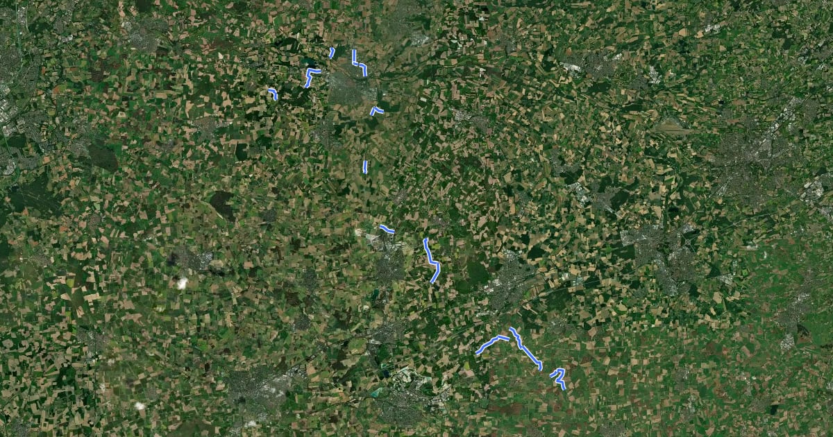 Маршрут Münsterland Reitroute на спутниковом снимке