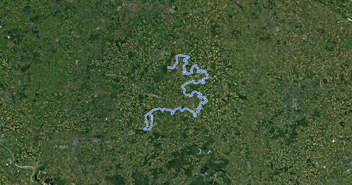 Маршрут Münsterland Reitroute Abschnitt: Velen-Coesfeld-Legden на спутниковом снимке
